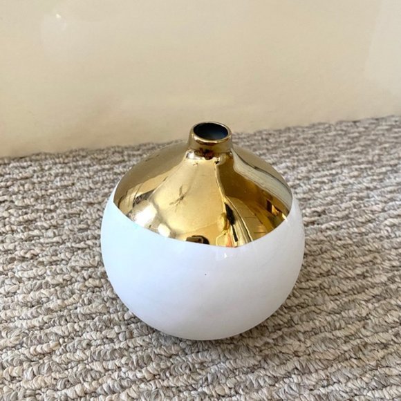 CANVAS HOME SPHERE BUBBLE WHITE GOLD DIPPED MINI VASE - Picture 8 of 8